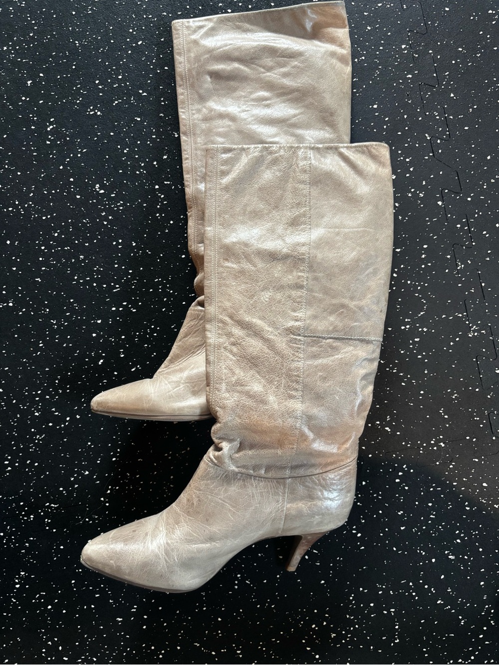 Aldo Taupe Knee-High Pointed-Toe Boots